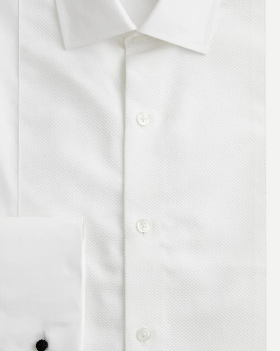 J.Crew Men's Ludlow Premium White Fine Cotton Tuxedo Shirt for Formal Wear
