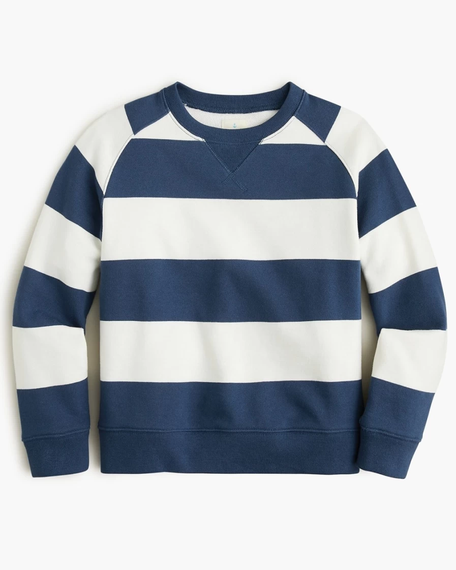 J.Crew Boys' Rugby Stripe Union Ivor Striped Terry Crewneck Sweatshirt for Kids