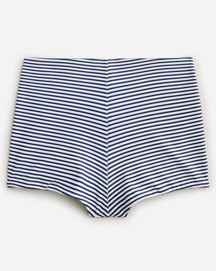 J.Crew Women's Reversible Mini Swim Shorts in Mediterranean Navy Striped Design