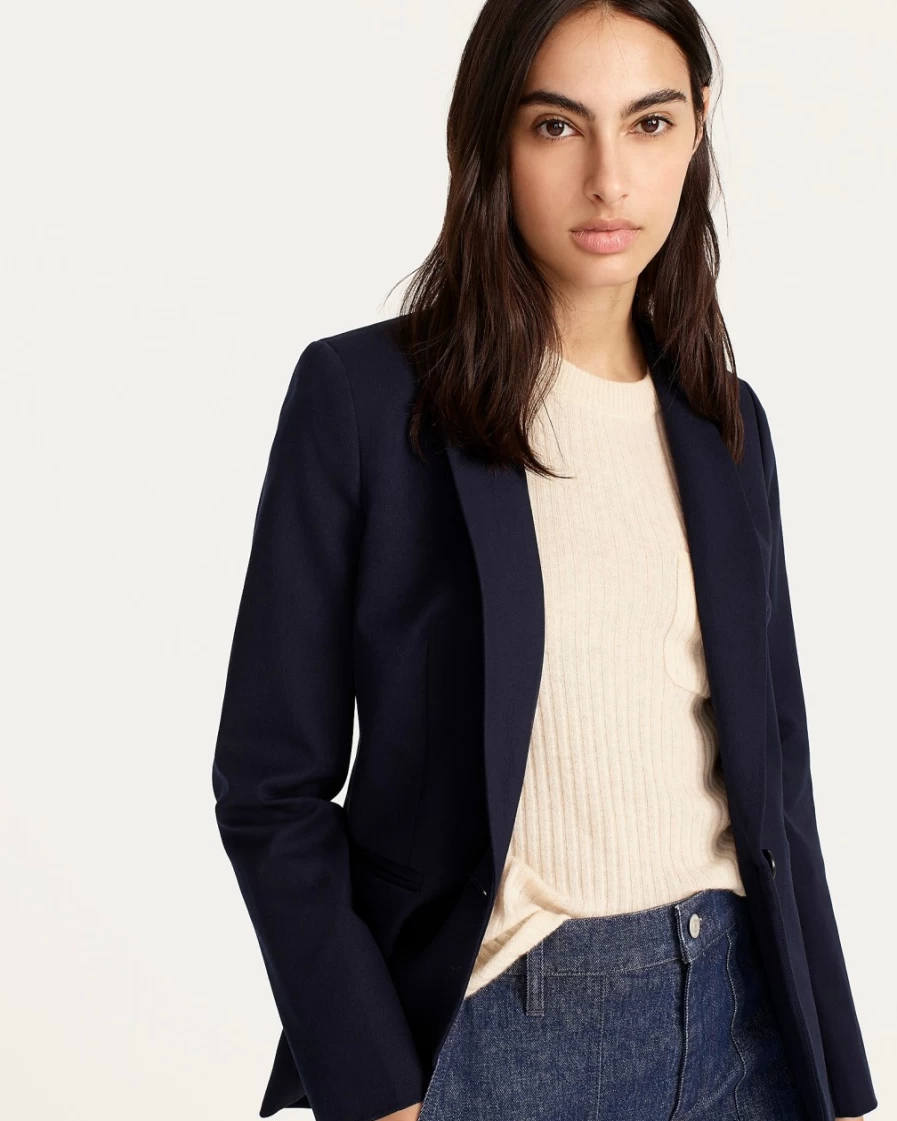 J.Crew Women's Navy Bi-Stretch Cotton Parke Blazer