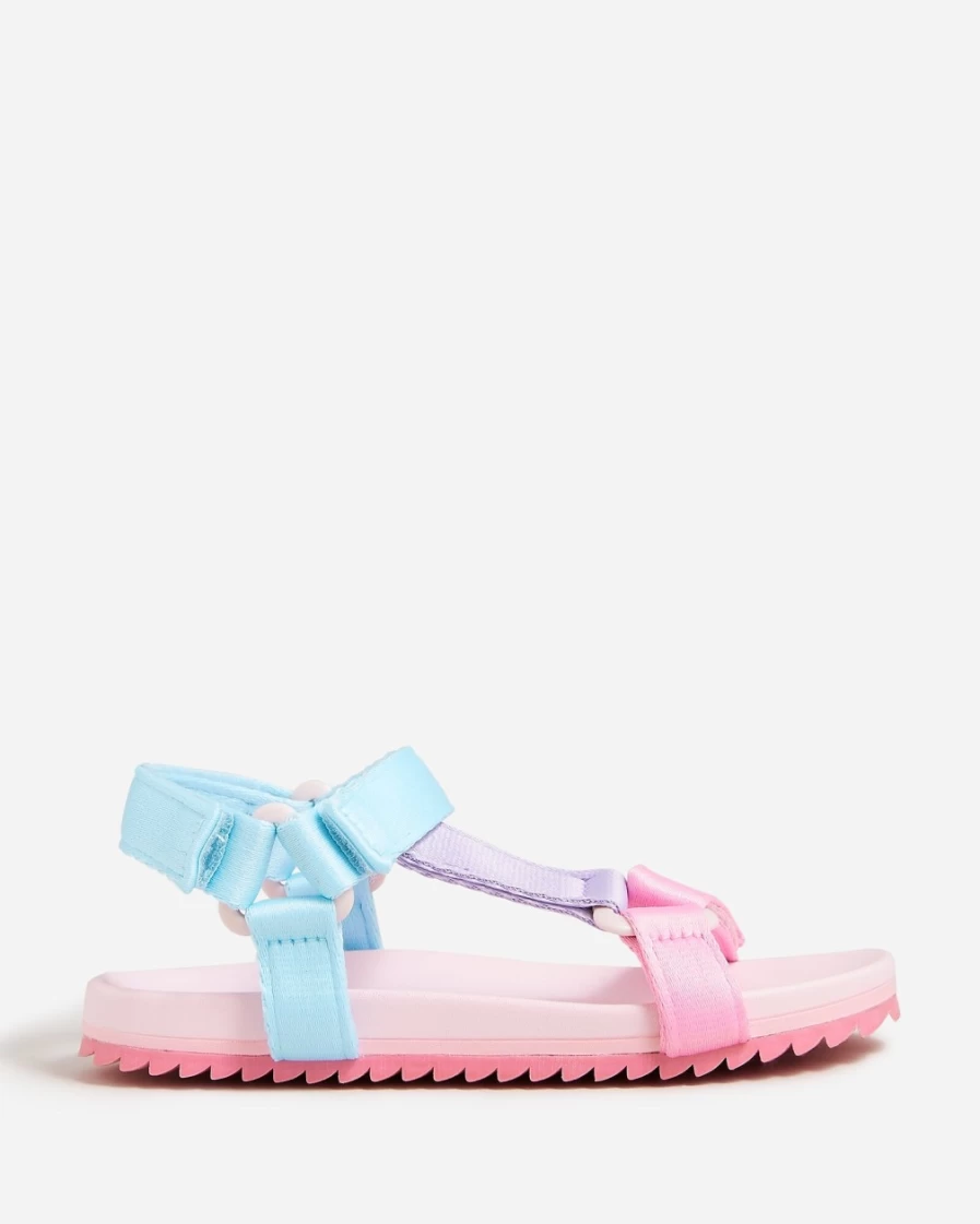 J.Crew Girls' Pink Opal Colorblock Sporty-Strap Sandals for Active Play