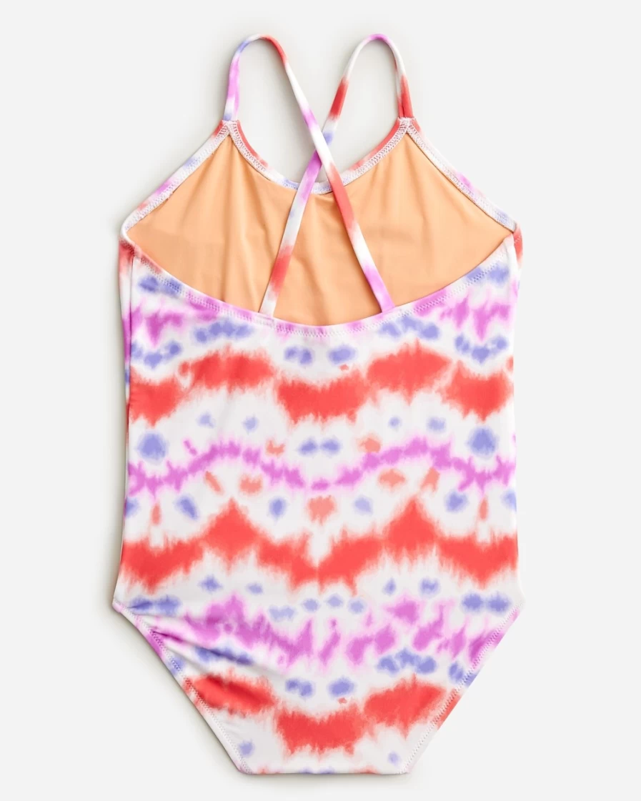 J.Crew Girls' UPF 50+ Ruched One-Piece Swimsuit in Pink