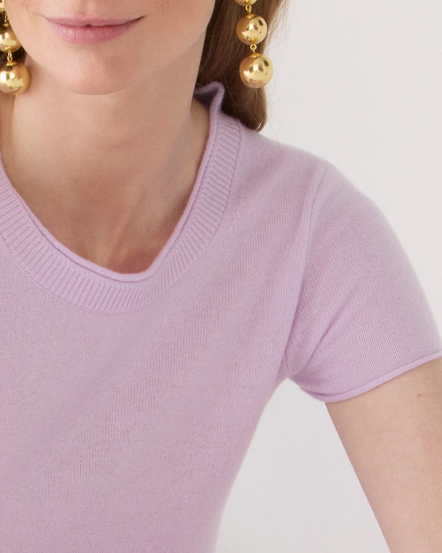 J.Crew Women's Cloud Purple Relaxed Cashmere T-Shirt | Soft Luxury Knit Top