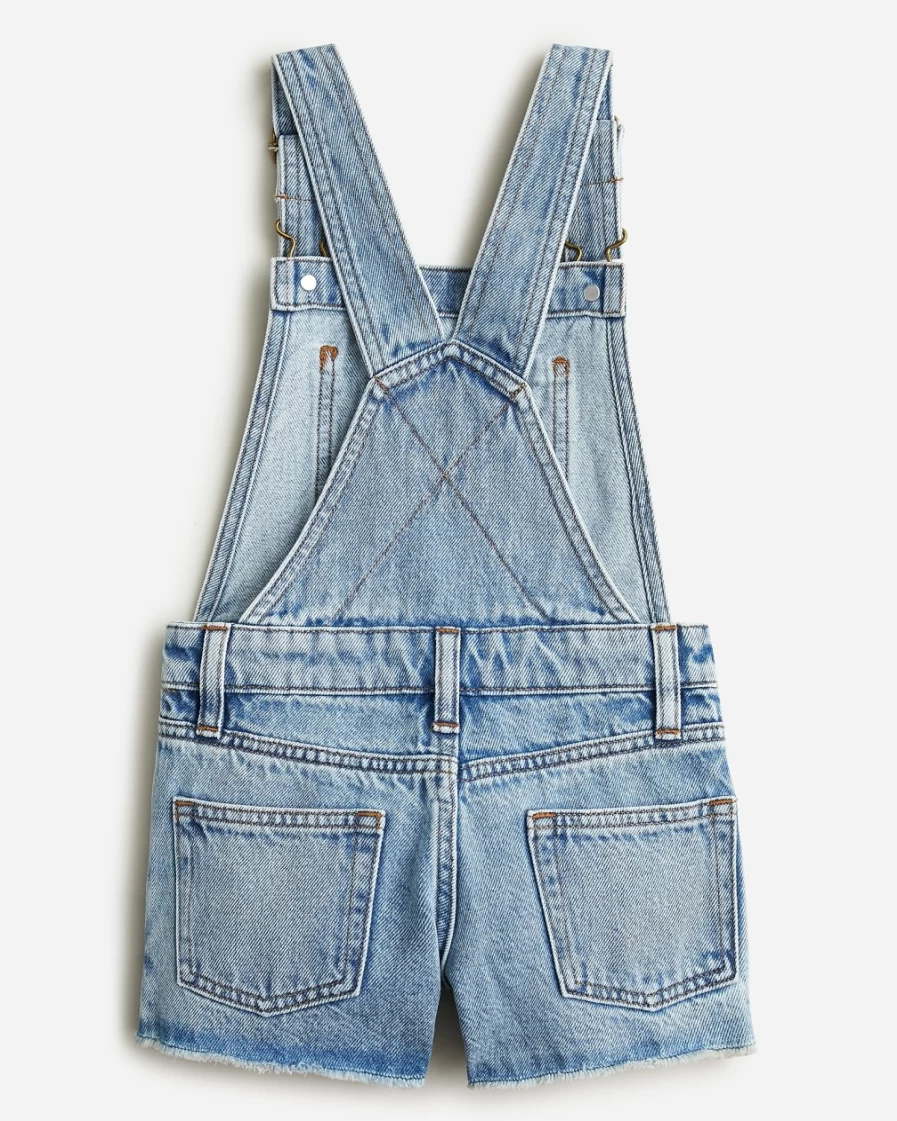 J.Crew Girls' Short Denim Overalls in Harbor Wash - Classic Blue Jean Overalls for Kids