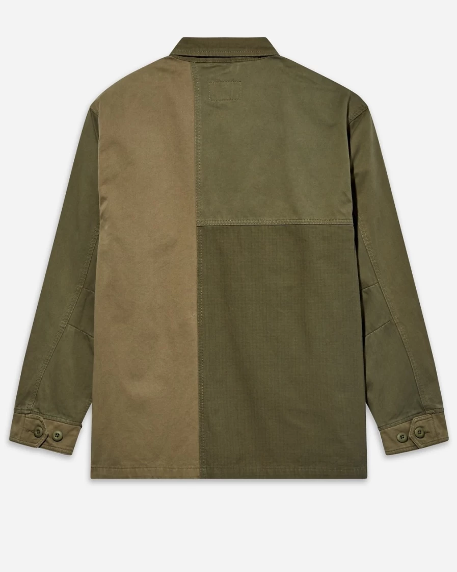 Men's Green Mixed-Media Shirt-Jacket by J.Crew | Alpha Industries Style