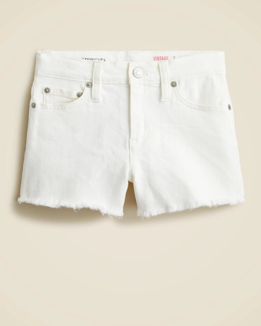 J.Crew Girls' White Frayed-Hem Denim Shorts for Kids