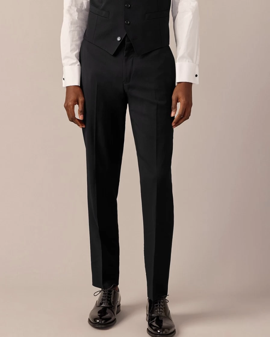 J.Crew Men's Ludlow Slim-Fit Tuxedo Pants in Italian Wool - Black