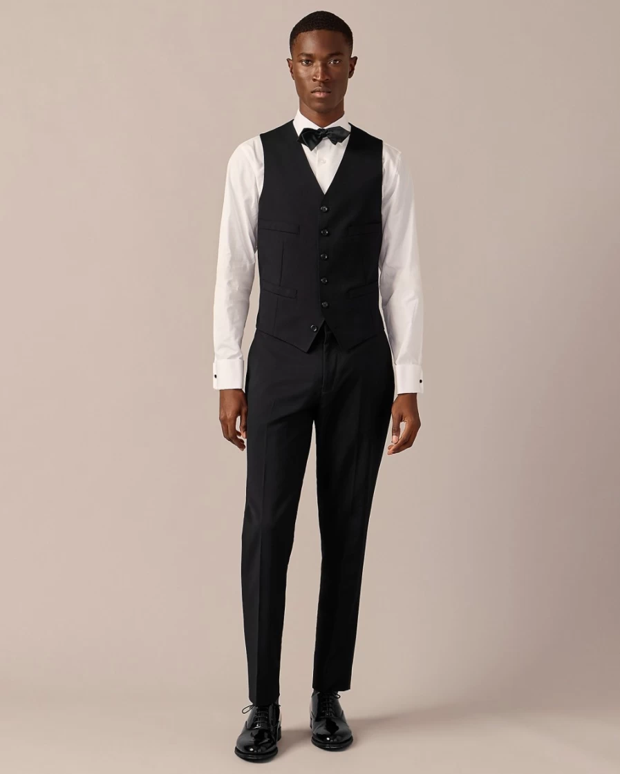 J.Crew Men's Ludlow Slim-Fit Tuxedo Pants in Italian Wool - Black