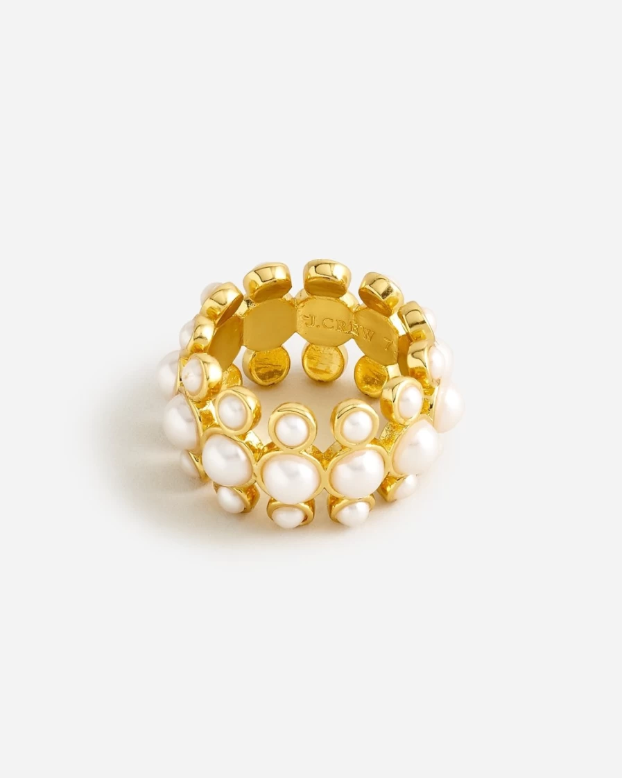 J.Crew Pearl Layered Ring for Women - Elegant Stackable Band