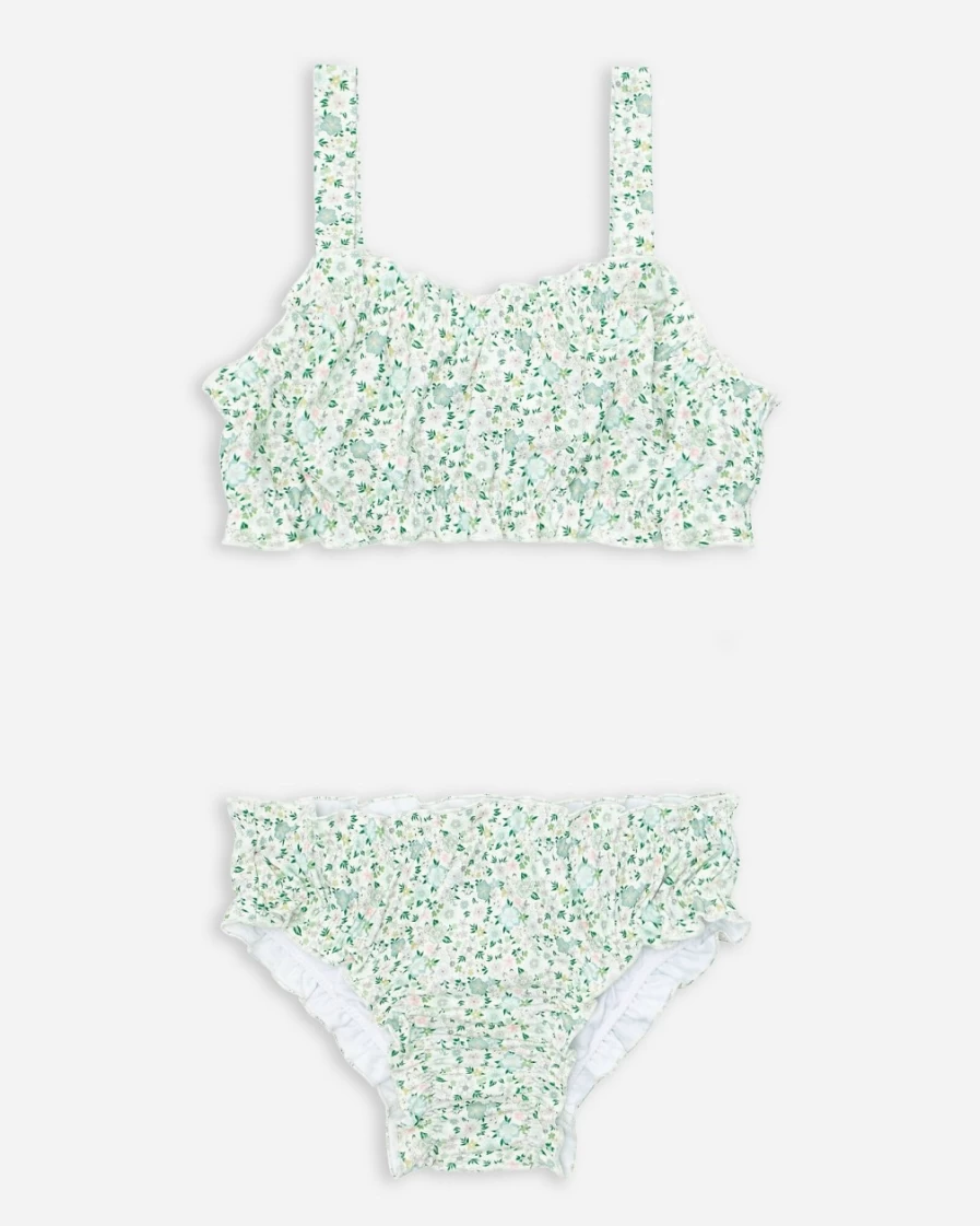 J.Crew Girls' Minnow™ Ruffle-Edge Bikini in Green Multi | Stylish Swimwear for Kids