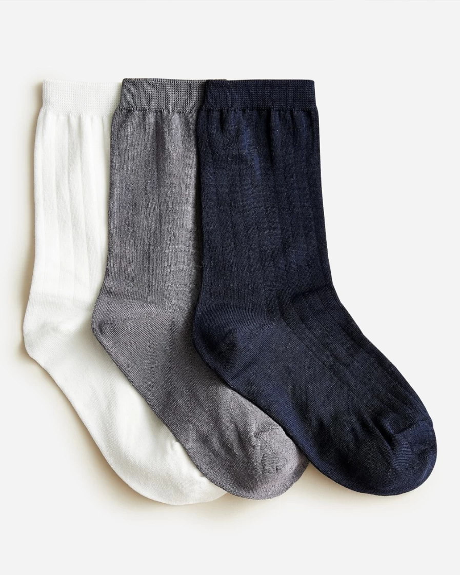 J.Crew Boys' Navy Ivory Multi Striped Dress Socks 3-Pack