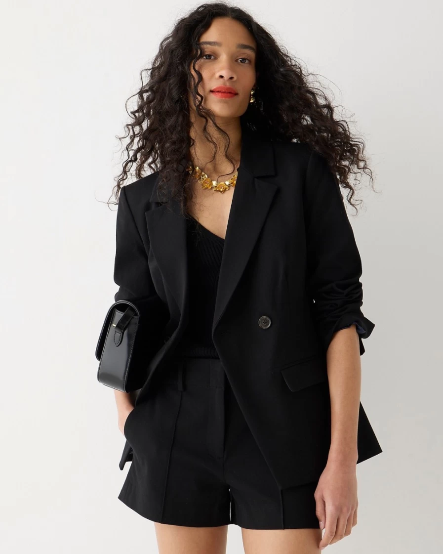 J.Crew Women's Black Bi-Stretch Cotton Blend Pintuck Suit Shorts