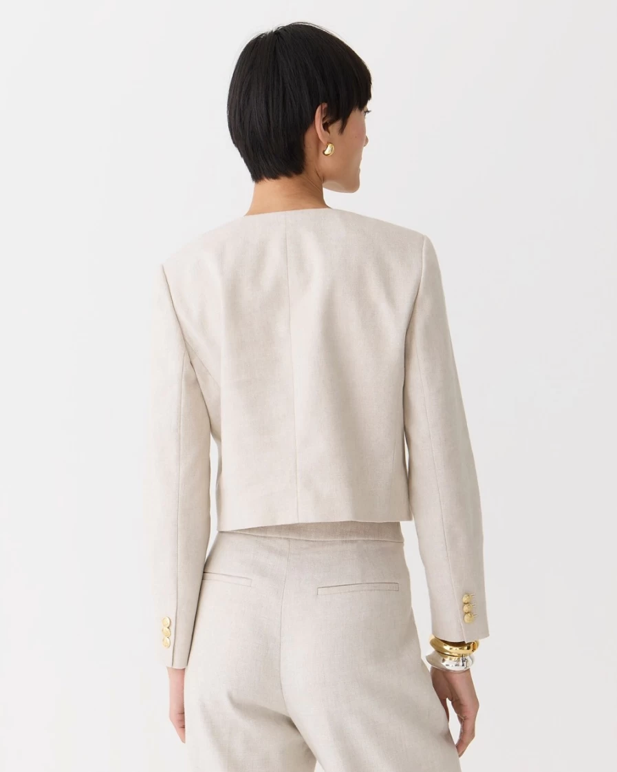 J.Crew Women's Louisa Lady Jacket in Stretch Linen Blend - Flax Ivory