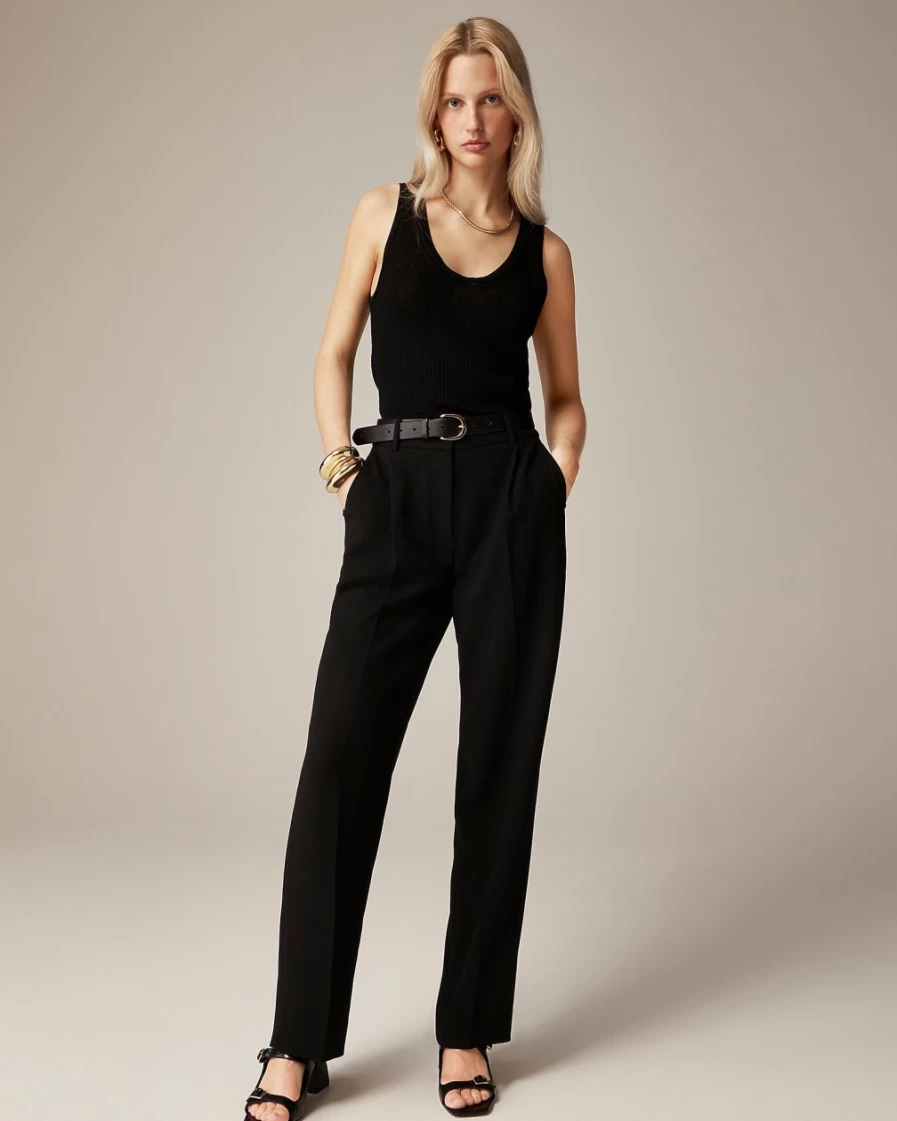 J.Crew Women's Essential Black Pant in City Crepe - Classic Tailored Trousers