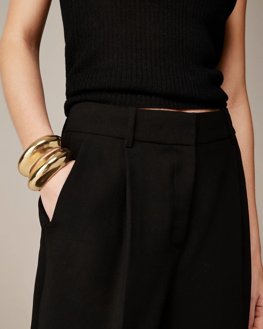 J.Crew Women's Essential Black Pant in City Crepe - Classic Tailored Trousers