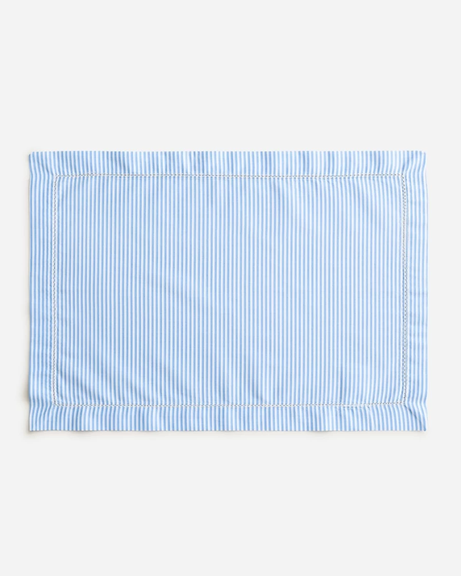 J.Crew Heritage Seersucker Stripe Place Mats, Set of 4, Pale Seascape Color