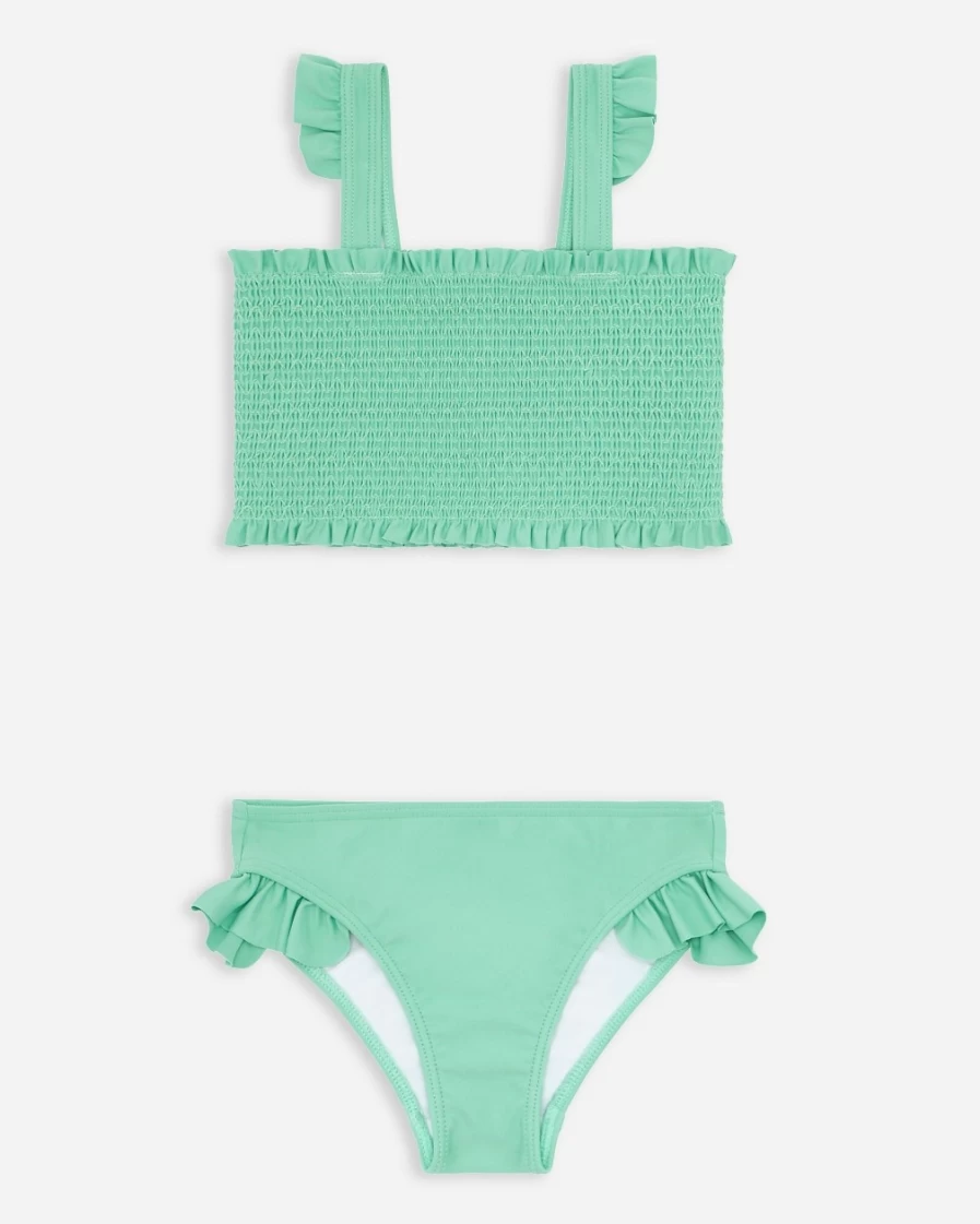 J.Crew Girls' Green Minnow Smocked Bikini Swimwear for Kids