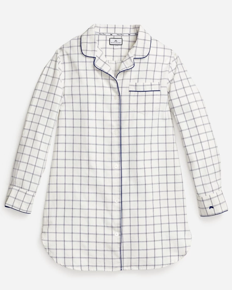 J.Crew Women's White Petite Plume Nightshirt - Soft & Comfortable Sleepwear