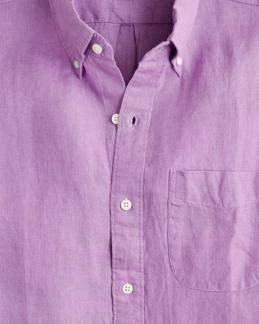 J.Crew Men's Dark Lavender Short-Sleeve Irish Linen Shirt by Baird McNutt