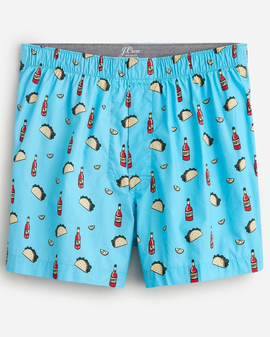 J.Crew Men's Printed Boxer Briefs in Hot Taco Blue Red Pattern