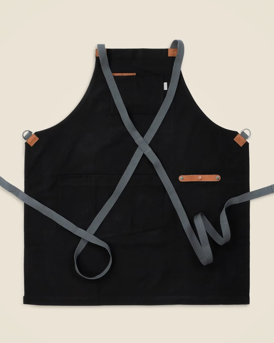 J.Crew Black Barebones Chef Grilling Apron - Durable & Stylish Kitchen Apron for Cooking & BBQ