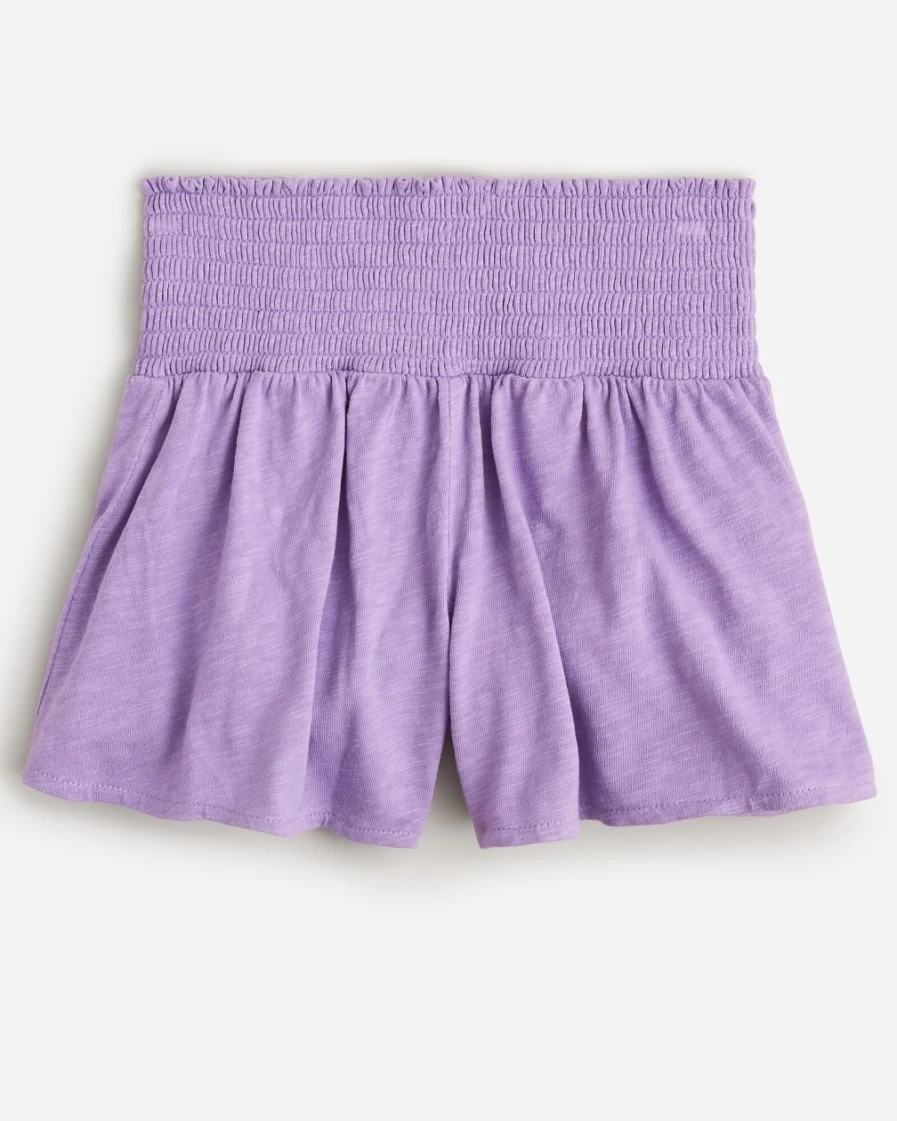 J.Crew Girls' Lavender Smocked-Waist Shorts for Kids
