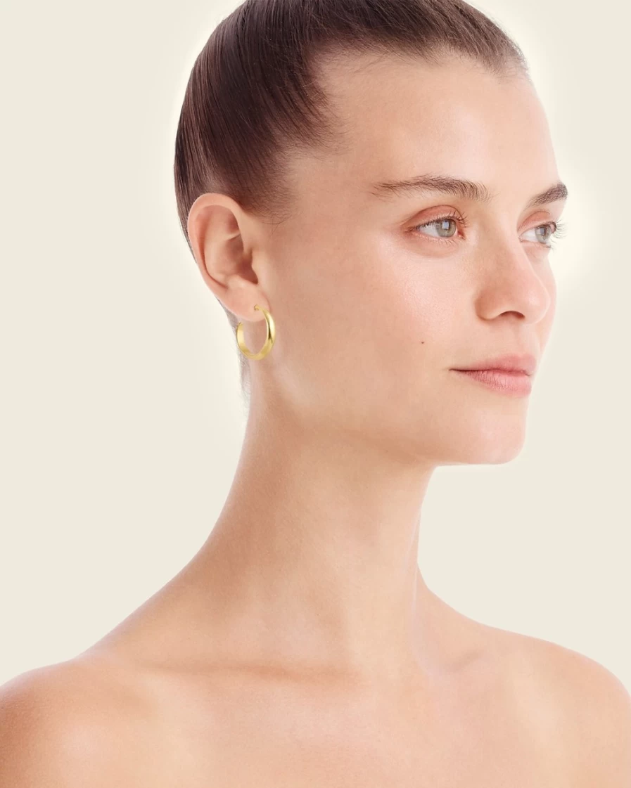 J.Crew Women's Burnished Gold-Plated Hoop Earrings - Dainty & Elegant