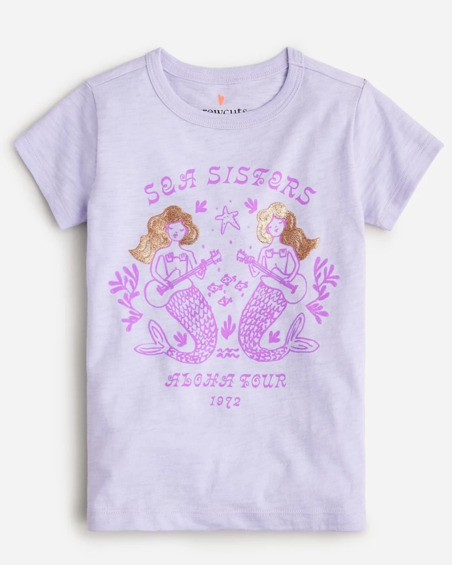 J.Crew Girls' Mermaid Band "Sea Sisters" Graphic Short-Sleeve T-Shirt
